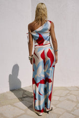 Amoree One Shoulder Tie Top - Amoree Red