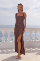 Esme High Split Maxi Dress - Bitter Chocolate