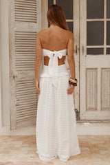 Grace Strapless Tie Back Maxi Dress - White