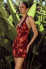 Kimberly Halter Mini Dress - Almina Red