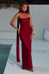 MADELEINE STRAPLESS MAXI DRESS - CHERRY