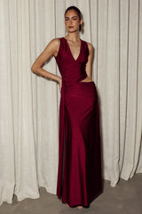 Mazini Deep Plunge Maxi Dress - Berry