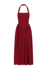 SAMMI HALTER MIDI DRESS - WINE