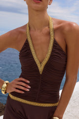 Shae Ruched Mini Dress - Bitter Chocolate